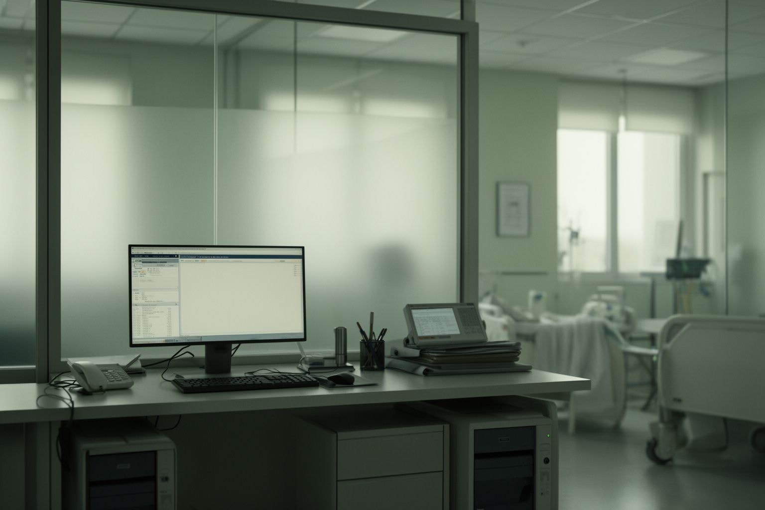 Illustrazione editoriale generata con AI per Attacco a Medyc, software sanitario polacco: rubati dati di pazienti